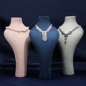 Mannequin Necklace Holder: Microfiber Jewelry Display Bust