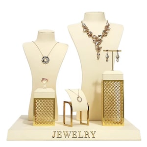 Jewelry Display Set, Necklace Bust, Ring, Earring Stands, Retail Display for Boutique Shop #058