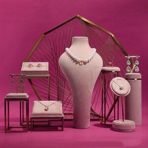 Pink Jewelry Stand for Photography, Retail & Exhibit, Microfiber Jewelry Display Set #772 image 18