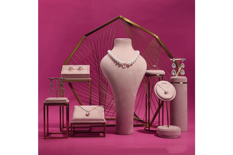 Pink Jewelry Stand for Photography, Retail & Exhibit, Microfiber Jewelry Display Set #772 image 18