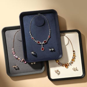 PU Leather Jewelry Display Tray: Velvet Storage Dish