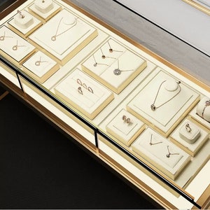 Black/Beige Velvet, Luxury Jewelry Display Set, Metal Base Jewelry Holder, Ring Storage, Earring Holder, Showroom Display Tool #100