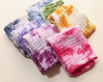 Tie-Dyed Cotton Burp Cloth, Gauzy 6-Layer Baby Shower Gift