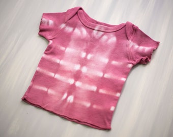 6MO: Cranberry Red shibori tie-dyed baby t-shirt, 6 months, baby shower gift
