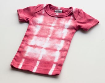 Candy Apple Red shibori tie-dyed baby t-shirt, 3 months, baby shower gift