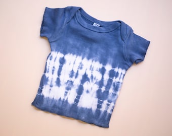 6MO Blue Shibori Tie-Dyed Baby T-Shirt (6 Months)