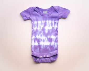 Lavender Purple Tie-Dye Baby Bodysuit: Shibori 3-6 Months