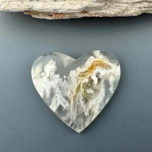 Heart Shaped Snow Plume Agate - for jewelry making or collection
