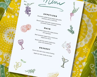 Section Hand Menu Customizable, Hand Drawn, Bar Menu Template - Etsy