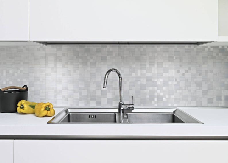 Approx 5 square feet 5-Pack Peel /& Stick Metal Tile Backsplash for Kitchen Metal-304 Wall Tiles Aluminum Surface