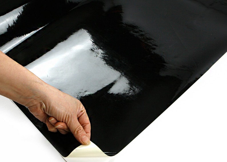 4801-3 2.00 ft X 6.56 ft ROSEROSA Peel and Stick PVC High Glossy Solid Instant Self-Adhesive Covering Countertop Backsplash Black GS418