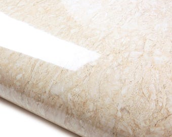ROSEROSA Glossy Faux Marble Architectural Film NI957 - Peel and Stick Self-Adhesive Vinyl Wrap for Kitchen Countertops & Cabinets