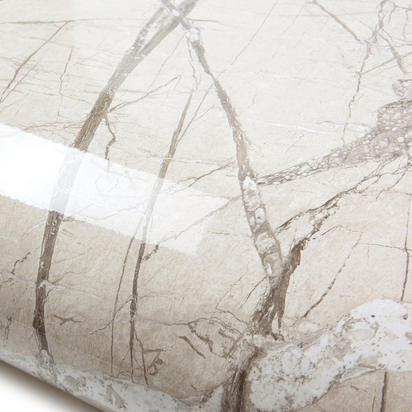 ROSEROSA Peel and Stick Glossy Faux Marble Architectural Film Self-adhesive Wallpaper Counter Top Border Mirror Molding Trim PGS4136