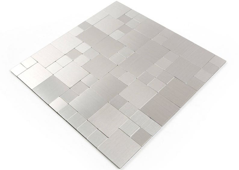 Approx 5 square feet 5-Pack Peel /& Stick Metal Tile Backsplash for Kitchen Metal-304 Wall Tiles Aluminum Surface