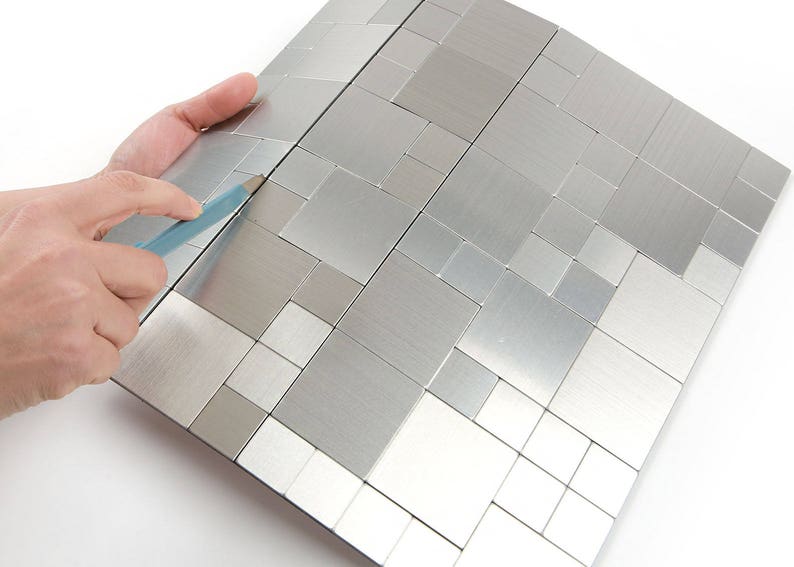 Approx 5 square feet 5-Pack Peel /& Stick Metal Tile Backsplash for Kitchen Metal-304 Wall Tiles Aluminum Surface