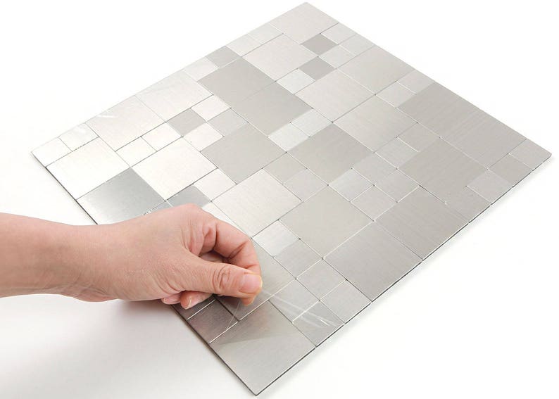 Approx 5 square feet 5-Pack Peel /& Stick Metal Tile Backsplash for Kitchen Metal-304 Wall Tiles Aluminum Surface