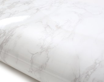 ROSEROSA Glossy Faux Marble Architectural Film PGS408 - Peel and Stick Self-Adhesive Vinyl Wrap for Kitchen Countertops & Cabinets