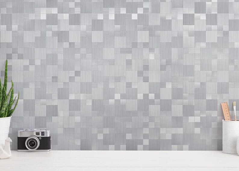 Approx 5 square feet 5-Pack Peel /& Stick Metal Tile Backsplash for Kitchen Metal-304 Wall Tiles Aluminum Surface