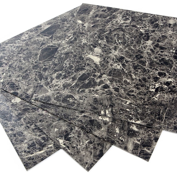 ROSEROSA Peel and Stick Engineered PVC Tiles Marble Granite Pattern Self Adhesive Durable Vinyl Flooring ECK-302 : Square 4 Tiles