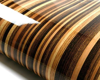 ROSEROSA Glossy Stripe Faux Wood Architectural Film EH146 - Peel and Stick Slat Wood Vinyl Wrap for Furniture Refinishing & Interior Design