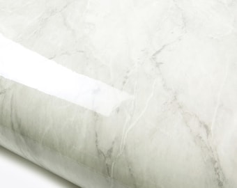 ROSEROSA Glossy Faux Marble Architectural Film PGS4133 - Peel and Stick Self-Adhesive Vinyl Wrap for Kitchen Countertops & Cabinets
