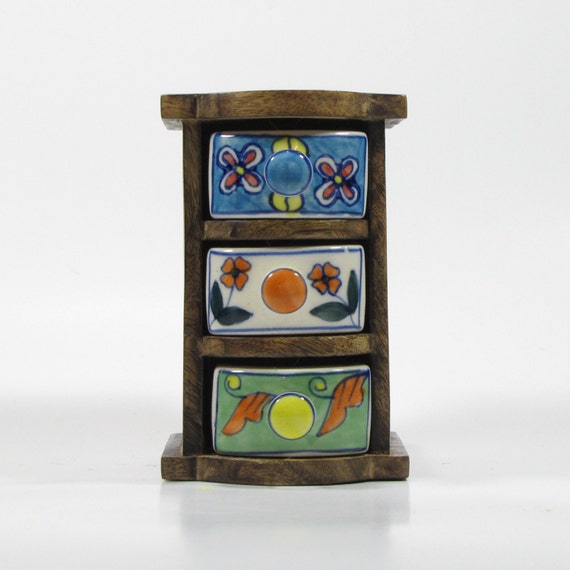 Spice Boxspice Jarceramic Drawerkitchen Accessorytrinket Etsy