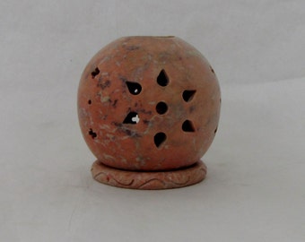 Hand-Carved Sun Soapstone Holder – Decorative Tea Light Candle Holder, Home Decor