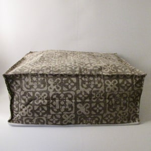 Puff Ottoman Brun fyrkantig Handblocktryck, Stentvättad, Saccosäck, Bomullsöverdrag, Extra sittplatser, Husdjurssittplatser, Husdjursbädd