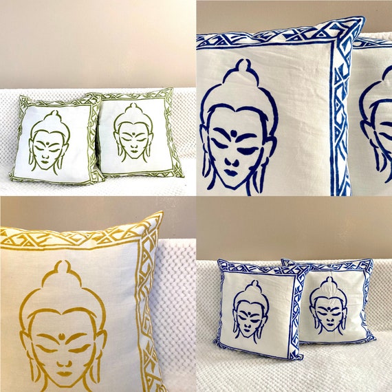Buddha Cushion buddha Pillow Case cover block Print soft Cotton