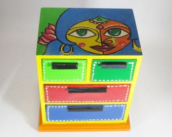 Wooden drawer,jewellery storage,small drawer boxes,trinket box,kitchen decor,small item storage box,India kitsch art decor