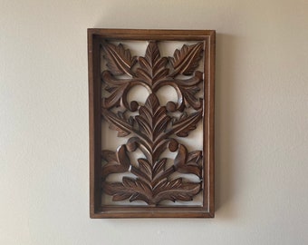 Carved wood wall art hanging,decor,panel art,15 x 10 inch,white distress finish,wood finish,more designs available instore