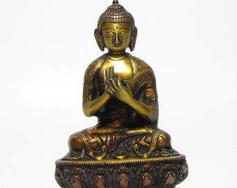 Buddha brass statue,Buddha figurine,sculpture,Buddhism,Buddhist altar,shrine,Buddha 6 inch statue,Buddha brass deity,Buddha gift