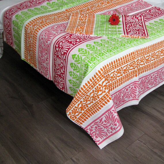 Hand block print cotton Bedsheet,bedspread,bedding,bed linen,Flat sheet.100 % soft premium cotton.Queen size,bed sheet,boho,bohemian,picnic.