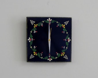 Stock clearance sale.spl.price Wall clock wood ,wall clock rustic,wall clock navy blue hand painted,India gift,House warming diwali gift,
