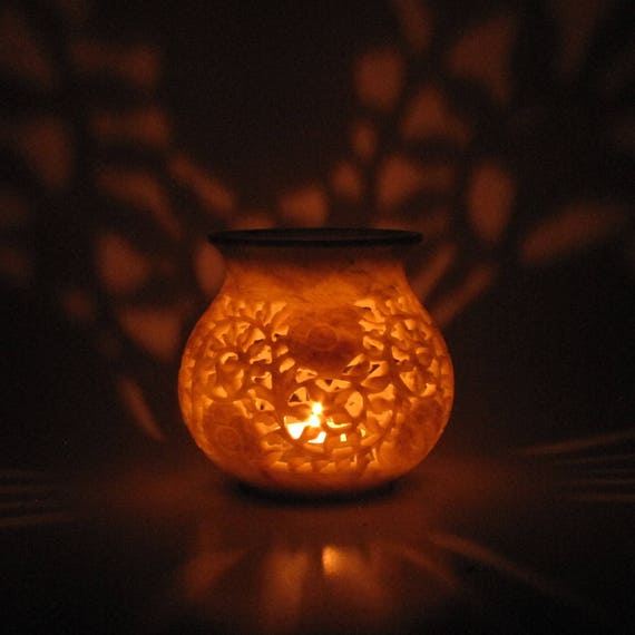Hand-Carved Soapstone Bowl – Tea Candle Holder, Incense Bowl, Potpourri Holder, Decorative Home Decor Piece
