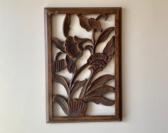 Hand Carved wooden wall hanging,decor,panel art,18 x 12 inch,white distress finish,wood finish.