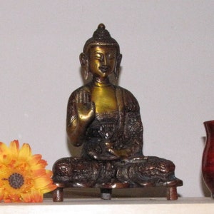 Buddha brass statue,Buddhism,Buddhist,6.5 inches tall,Buddha figurine,Buddha deity,altar,shrine,Meditation Buddha,Buddha gift