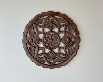 Wall carved panel,carved wooden wall decor,panel art,18x18 inch,white distress finish,wood finish.