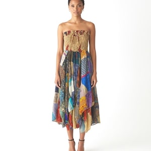 Festival boho hippie lutin gypsy patchwork jupe longue été robe de soleil taille unique