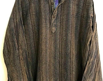 Stripy grandad hippy boho surfer festival casual shirt top tunic m l xl xxl gift