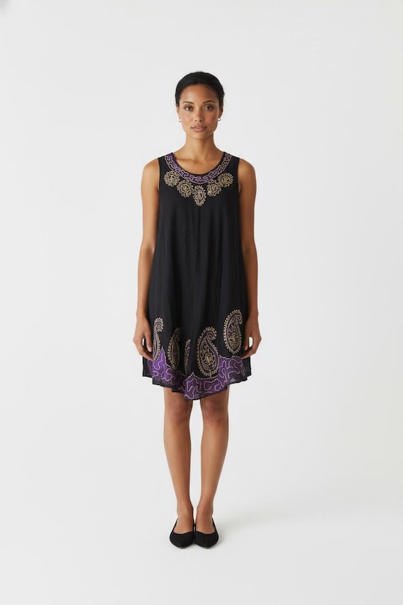black and purple summer dress L black and purple long stretchy summer maxi dress by KUPCAKE