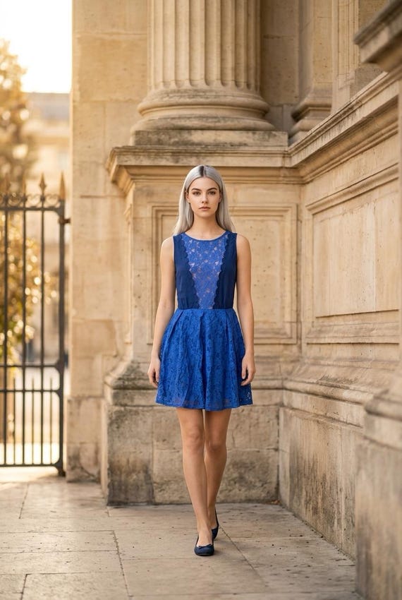 blue lace dress size 12 Plus size made to measure lace dress