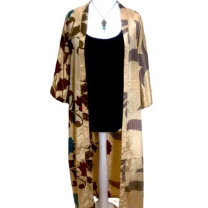 Boho hippy festival, silk beach summer cover up kimono robe dress uk 10 12 14 16