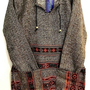 Brown tunic sweater boho hippy jumper pullover winter warm tassel top 8 10 12 14
