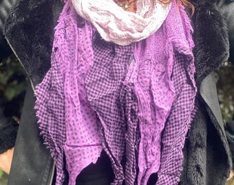 PURPLE Schal, Wrap, Pashmina, Dip dyed, 100% Baumwolle, lange Länge Rüschen Quaste, Boho Hippy GESCHENK