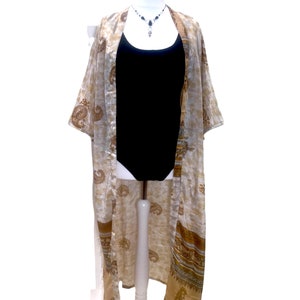 Kimono robe dressing gown wrap hippy festival sari silk beach cover up 8-14 gift