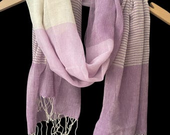 Großer lila Schal Wrap Pashmina, Lavendel Leichter Sommer Boho-Stil mit Quastenfransen
