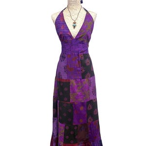 Robe longue en patchwork VIOLET, style tenue de fête princesse bohème hippie festival, plage de soleil d'été Royaume-Uni 8-18 États-Unis 4-22