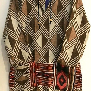 Boho hippie festival brown warm winter tassel long sleeve blouse top tunic 8 10