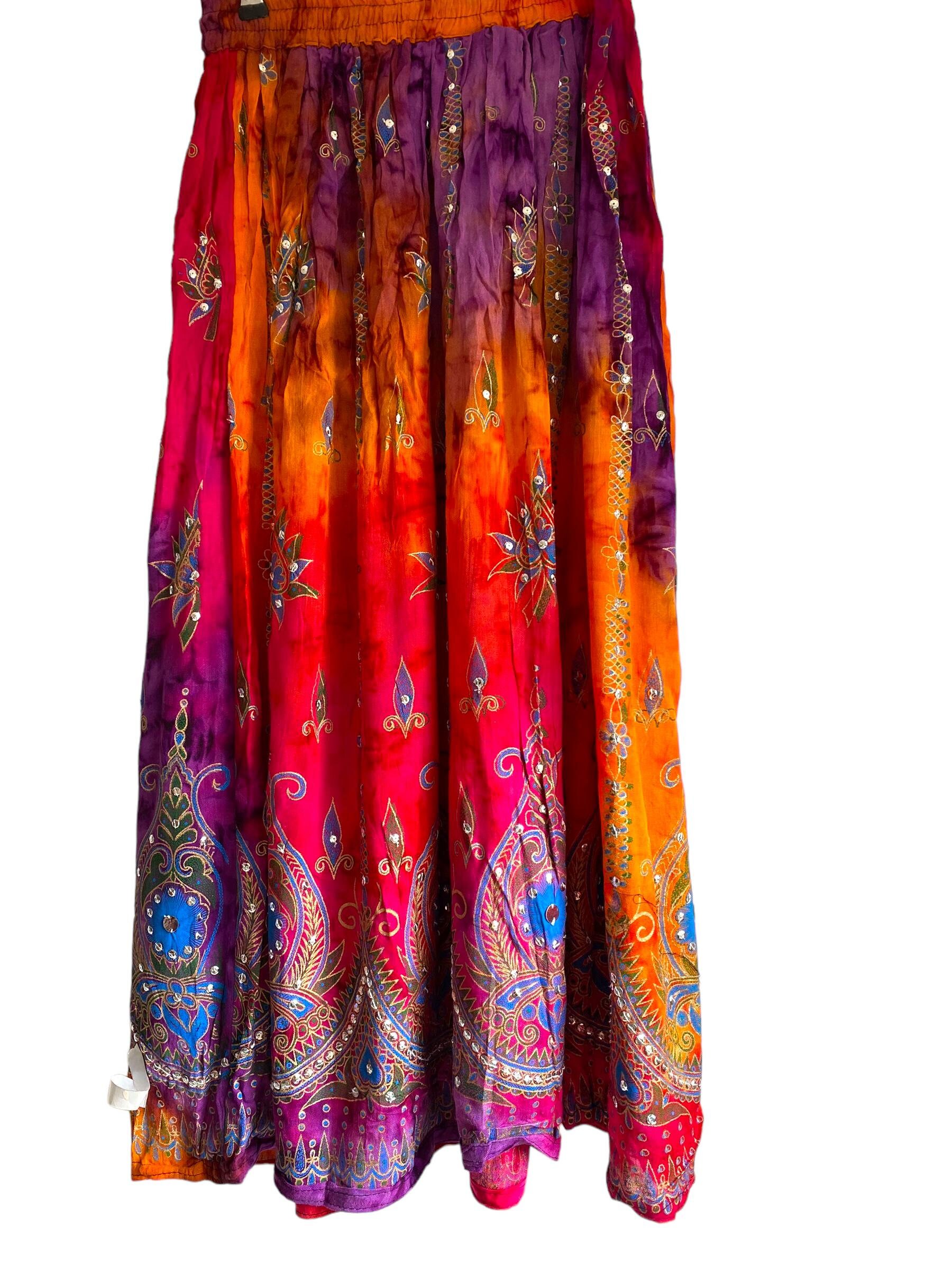 Indian Tie Dye Long Skirt – Cotton Wrap Around, Purple, Ethnic Clothes, Up To 42 Inch Waist - View #3